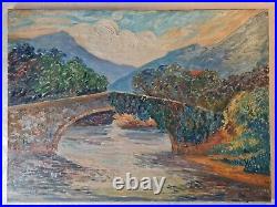 Tableau impressionniste par Charles Vollard Huile 54cm x 73cm. Le Vieux Pont
