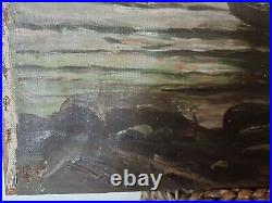 Tableau marine huile Sur Toile Falaises Coucher De Soleil Bord De Mer