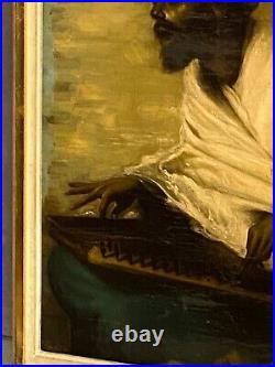 Tableau orientaliste huile sur toile début XIXe au musicien maure