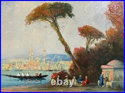 Tableau orientaliste huile sur toile turquerie vue d'Istanbul Empire Ottoman