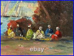 Tableau orientaliste huile sur toile turquerie vue d'Istanbul Empire Ottoman
