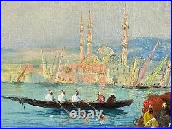 Tableau orientaliste huile sur toile turquerie vue d'Istanbul Empire Ottoman