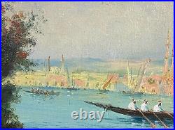 Tableau orientaliste huile sur toile turquerie vue d'Istanbul Empire Ottoman