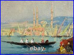 Tableau orientaliste huile sur toile turquerie vue d'Istanbul Empire Ottoman
