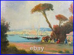 Tableau orientaliste huile sur toile turquerie vue d'Istanbul Empire Ottoman