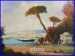 Tableau orientaliste huile sur toile turquerie vue d'Istanbul Empire Ottoman