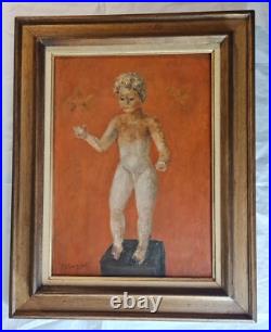 Tableau par P. Klemczynski 1910-1991 L'angelot Huile sur toile 46cm x 33cm