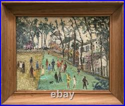Tableau peinture ancienne Scène de genre, XXe peinture Naïve, Art Brut