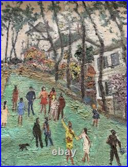 Tableau peinture ancienne Scène de genre, XXe peinture Naïve, Art Brut