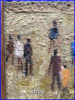 Tableau peinture ancienne Scène de genre, XXe peinture Naïve, Art Brut