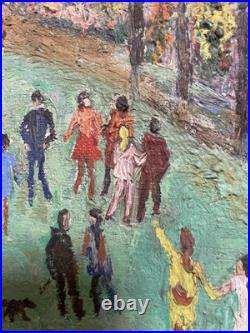 Tableau peinture ancienne Scène de genre, XXe peinture Naïve, Art Brut