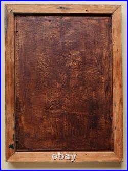 Tableau peinture originale Huile sur toile portrait d'enfant à la robe bleu