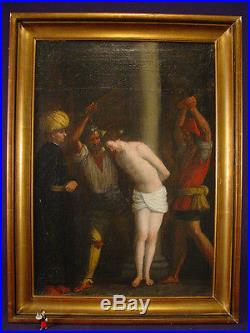 Tableau peinture portrait XVIIéme XVIIIéme religion Christ flagellation hst