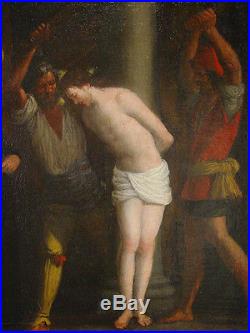 Tableau peinture portrait XVIIéme XVIIIéme religion Christ flagellation hst
