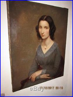 Tableau, portrait femme, hst, signé, daté 1842,-81x65 cm