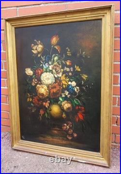 Tableau signé. Bouquet de Fleurs. Peinture huile sur toile Tableau signé. Bouquet de Fleurs. Peinture huile sur toile