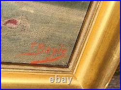 Tableau signé F. BAYLE Bouquet de Fleurs dans un Vase Peinture huile sur toile