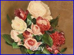 Tableau signé F. BAYLE Bouquet de Fleurs dans un Vase Peinture huile sur toile