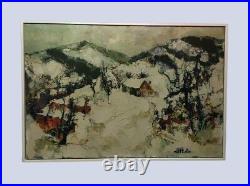 Tableau signé Michel COLIN (1934) Huile sur toile Ferme dans la neige 1969