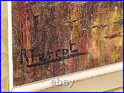 Tableau signé R. PERROT. Paysage Bord de Rivière. Peinture huile sur toile