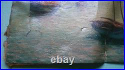 Tableau très ancien HST Huile sur toile Marine sans chassis Signature a identifi