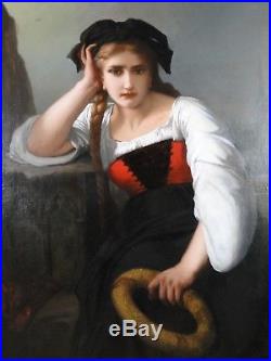 Theodore Levigne Somptueux Tableau Portrait L'alsace H/t Original Date 1872