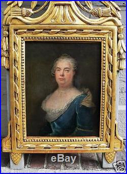 Trés Belle peinture portrait de femme noblesse époque XVIIIe siècle louis XV