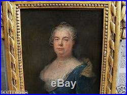 Trés Belle peinture portrait de femme noblesse époque XVIIIe siècle louis XV