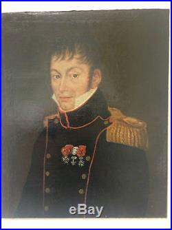 Trés beau portrait à l'huile militaire officier soldat Napoléon Grande Armée