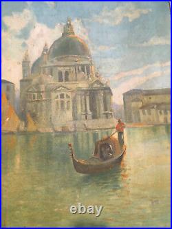 Très Beau Lot 2 Peinture Venise Gondole Huile S Toile 1931 A Identifier Tableau