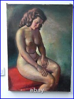 Très Beau Tableau Peinture Hst Huile Toile D Albert Genta Nu Féminin Femme 1950