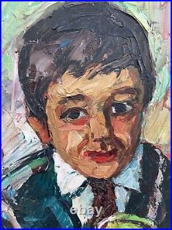 Très Belle Peinture 1964 Huile Sur Toile Maurice Vagh-Weinmann Enfant Portrait