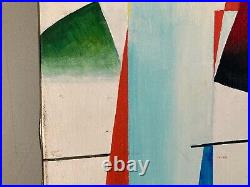 Très Belle Peinture 2006 huile sur toile à identifier constructivisme, abstrait