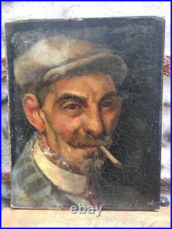 Très Belle Peinture Hst Toile Marouflé 1900 Victor Dupont Autoportrait Tableau