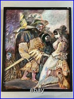 Très Belle Peinture Huile Sur Toile 2002 Carnaval De Venise Jean François Houdin