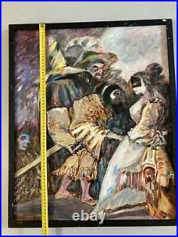 Très Belle Peinture Huile Sur Toile 2002 Carnaval De Venise Jean François Houdin