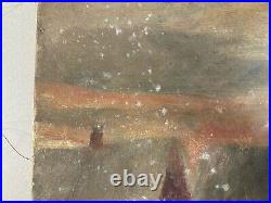 Très Belle Peinture Huile Sur Toile Neige Paysage Maison 1900 Art A Identifier