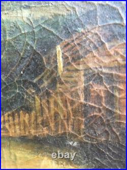 Très Belle Peinture Huile Sur Toile XVIIIe Jeune Fille à Cheval Chemin Forêt