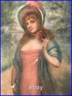 Très Belle Peinture Huile sur Toile femme portrait À L Ombrelle 1900 No Renoir