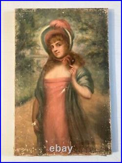 Très Belle Peinture Huile sur Toile femme portrait À L Ombrelle 1900 No Renoir
