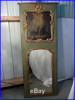 Trumeau louis XV huile toile glace 18 e siècle bois doré tableau pierglass Holz