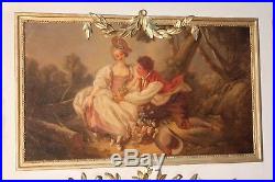 Trumeau style Louis XVI avec huile sur toile époque fin XIX ème siècle