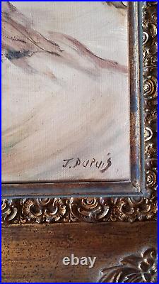 Unique grand tableau Jean Dupuis signé & encadré chevaux huile sur toile