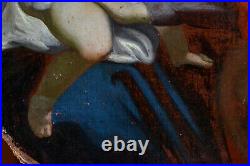 VIERGE A L'ENFANT JESUS ECOLE DU XVIIIe SIECLE TABLEAU ANCIEN CADRE OIL PAINTING