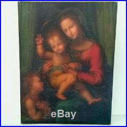 VIERGE à l'ENFANT Huile sur Toile XIXe st. Renaissance
