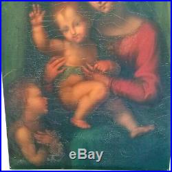 VIERGE à l'ENFANT Huile sur Toile XIXe st. Renaissance