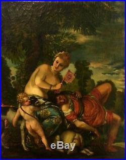 Venus And Adonis. Oil On Canvas. From An Original Of Veronese. Italy. XVII