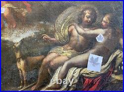 Vénus et Adonis d'après Simon Vouet Huile sur toile XVIIe marouflée anonyme