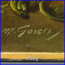 Vers 1940-1950 Ancienne peinture huile Fleurs dans un vase signé M. Govers 83x63