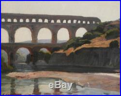 Victor Crumière. Pont du Gard. Huile sur toile v706